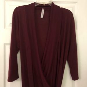 Long sleeve cotton cross cross front dress